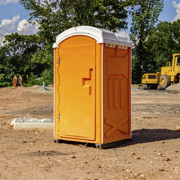 how often are the portable restrooms cleaned and serviced during a rental period in Trinity Village CA